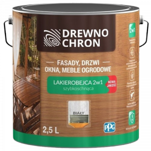 Drewnochron 2w1 Lakierobejca BIAŁY 2,5L do drewna szybkoschnąca wodna wewnętrzna zewnętrzna podbitki altanki