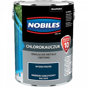 Chlorokauczuk 5L RAL5010 NIEBIESKI GORCZYCOWY Nobiles farba metalu betonu emalia stali żeliwa