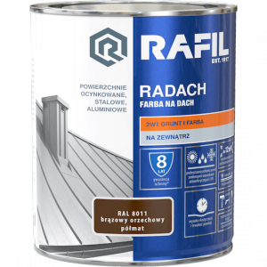 Radach 0,75L BRĄZ-OWY Orzech RAL8011 PÓŁMAT farba na dach Rafil orzechowy  ocynk stal aluminium 