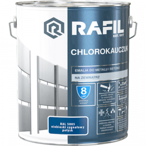Rafil Chlorokauczuk 10L Niebieski Sygnałowy RAL5005 niebieska farba metalu betonu emalia chlorokauczukowa