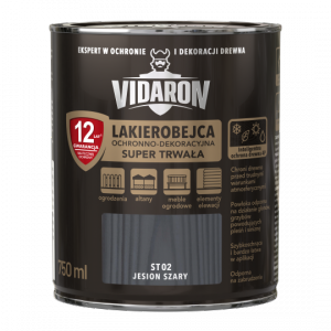 Vidaron SUPER TRWAŁA Lakierobejca 0,75L ST02 Jesion Szary do drewna 2w1 wodna szybkoschnąca