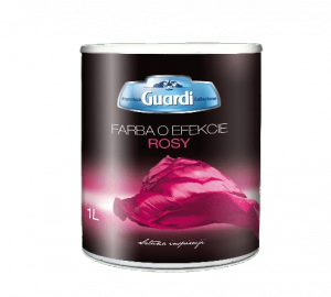 Farba  o efekcie Rosy BAZA SREBRNA 1L tworzy grę światła barwne refleksy unikatowy efekt mikrokropelek rosy na ścianie Guardi