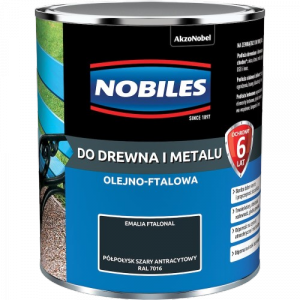 Nobiles olejna 0,7L SZARY ANTRACYT-OWY RAL7016 Ftalonal farba olejno-ftalowa drewna metalu betonu emalia