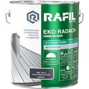 EKO-Radach 10L Antracyt RAL7016 PÓŁMAT farba na dach Rafil szary antracytowy szybkoschnąca