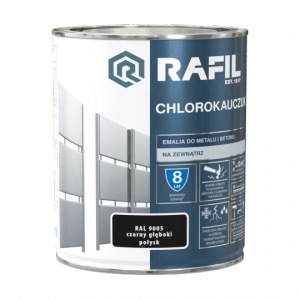 Rafil Chlorokauczuk 0,75L Czarny Głęboki RAL9005 czarna farba metalu betonu emalia chlorokauczukowa