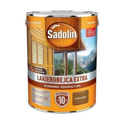Sadolin Extra lakierobejca 10L ORZECH WŁOSKI 4 PÓŁMAT do drewna fasad domków okien drzwi