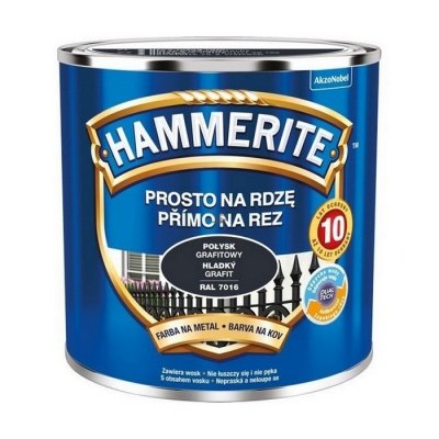 Hammerite Na Rdzę 0,25L GRAFIT-OWY RAL7016 POŁYSK hamerite farba szybkoschnąca antykorozyjna gruntoemalia