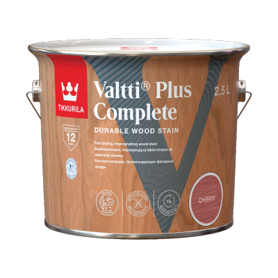 Tikkurila Lakierobejca 2,5L CHERRY wiśnia Valtti Plus Complete szybkoschnąca impregnująca