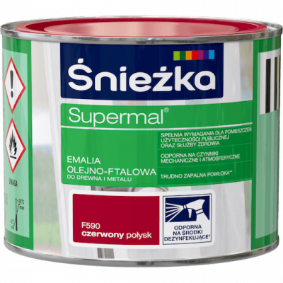 Śnieżka Olejna CZERWONY F590 czerwona 0,2L Supermal farba olejno-ftalowa drewna metalu emalia połysk