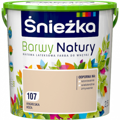 Śnieżka Barwy Natury 2,5L Angielska Róża 107 mat farba do wnętrz ścian sufitów emulsja