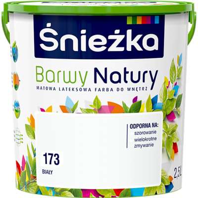 Śnieżka Barwy Natury 2,5L Majowa Konwalia Biała 173 mat farba do wnętrz ścian sufitów emulsja