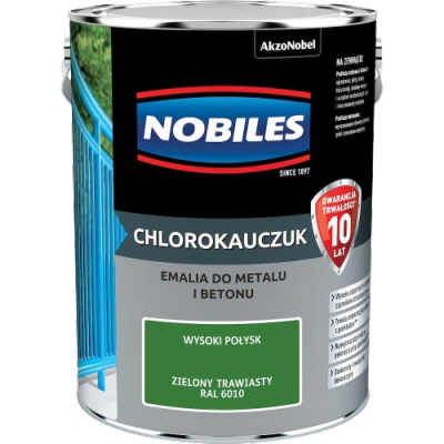 Chlorokauczuk 5L RAL6010 ZIELONY TRAWIASTY Nobiles farba do metalu betonu stali żeliwa