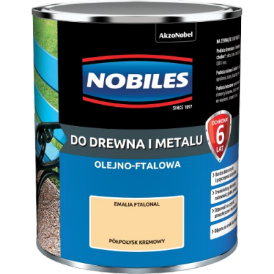 Nobiles olejna 0,7L KREMOWY kremowa Ftalonal farba olejno-ftalowa drewna metalu betonu emalia