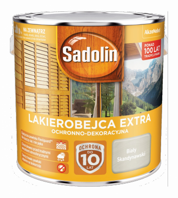 Sadolin Extra lakierobejca 2,5L BIAŁY SKANDYNAWSKI drewna