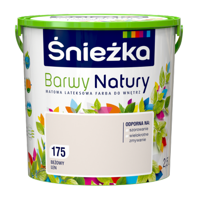 Śnieżka Barwy Natury 2,5L Beżowy Len 175 mat farba do wnętrz ścian sufitów emulsja