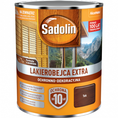 Sadolin Extra lakierobejca 0,75L TEK TIK TEAK 3 PÓŁMAT do drewna fasad domków okien drzwi