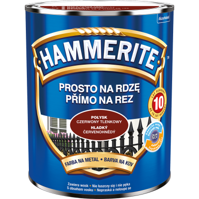 Hammerite Na Rdzę 0,7L CZERWONY TLENKOWY POŁYSK hamerite farba szybkoschnąca antykorozyjna gruntoemalia