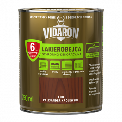 Vidaron Lakierobejca 0,75L L08 Palisander Królewski do drewna ochronno-dekoracyjna połysk