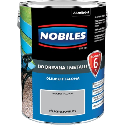 Nobiles olejna 5L POPIELATY szary Ftalonal farba olejno-ftalowa drewna metalu betonu emalia