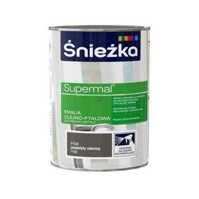 Śnieżka Olejna POPIELATY CIEMNY MAT F106 szara 0,8L Supermal farba olejno-ftalowa drewna metalu emalia