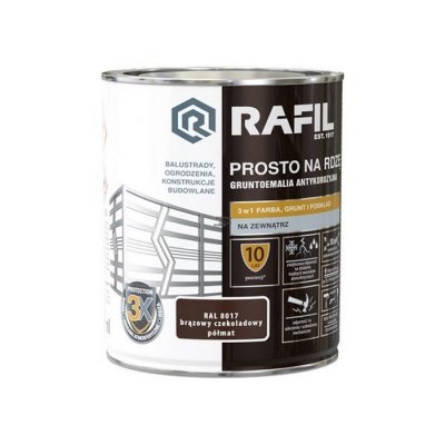 Rafil Na Rdzę 0,75L BRĄZ-OWY RAL8017 PÓŁMAT farba szybkoschnąca antykorozyjna gruntoemalia do stali żeliwa