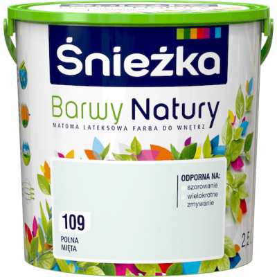 Śnieżka Barwy Natury 2,5L Polna Mięta 109 mat farba do wnętrz ścian sufitów emulsja