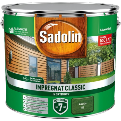Sadolin Classic impregnat 9L AKACJA 52 do drewna clasic Hybrydowy płotów altanek fasad