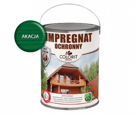 Colorit Impregnat Szybkoschnący 4,5L AKACJA do drewna Ochronny wodny płotów altanek