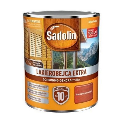 Sadolin Extra lakierobejca 0,75L CZERWIEŃ SZWEDZKA 98 PÓŁMAT do drewna fasad domków okien drzwi