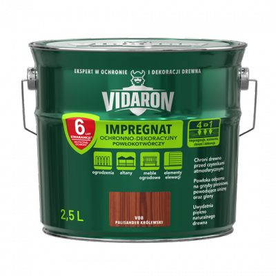 Vidaron Impregnat 2,5L V08 Palisander Królewski do drewna powłokotwórczy ochronny ogrodzeń altan elewacji ochronny