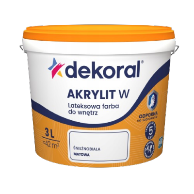 Dekoral Akrylit W PLUS 3L BIAŁY farba lateksowa biała odporna na szorowanie emulsja