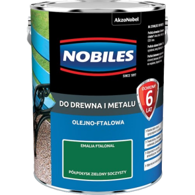 Nobiles olejna 5L ZIELONY SOCZYSTY zielona Ftalonal farba olejno-ftalowa drewna metalu betonu emalia