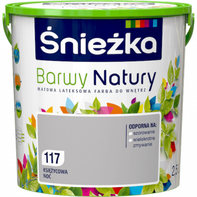 Śnieżka Barwy Natury 2,5L Księżycowa Noc 117 mat farba do wnętrz ścian sufitów emulsja