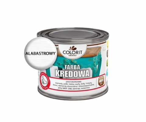 Colorit Farba Kredowa 375ml ALABASTROWY BIAŁY do drewna renowacji mebli stylizacji ścian chalk paint 