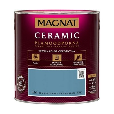 MAGNAT Ceramic 2,5L C61 Szmaragdowy Akwamaryn ceramik ceramiczna farba do wnętrz plamoodporna
