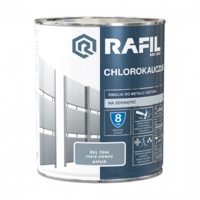 Rafil Chlorokauczuk 0,75L Szary Ciemny RAL7046 szara farba metalu betonu emalia chlorokauczukowa