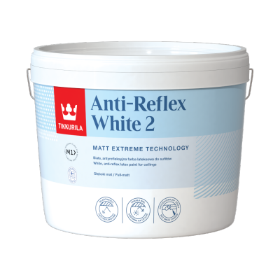 Tikkurila Anti-Reflex White 10L BIAŁA MAT antyrefleksyjna lateksowa farba do sufitów emulsja biały - TYLKO ODBIÓR OSOBISTY LUB WYSYŁKA NA PALECIE
