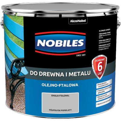 Nobiles olejna 10L POPIELATY szary Ftalonal farba olejno-ftalowa drewna metalu betonu emalia