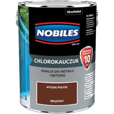 Chlorokauczuk 5L BRĄZ-OWY Nobiles farba metalu betonu emalia stali żeliwa