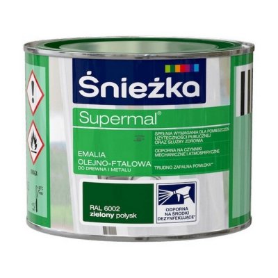 Śnieżka Olejna ZIELONY RAL6002 0,2L Supermal farba olejno-ftalowa drewna metalu emalia połysk