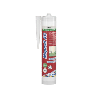 Silikon Sanitarny do Kuchni Łazienki 103 KSIĘŻYCOWY BIAŁY 310ml Mapesil AC Mapei do wewnątrz i na zewnątrz