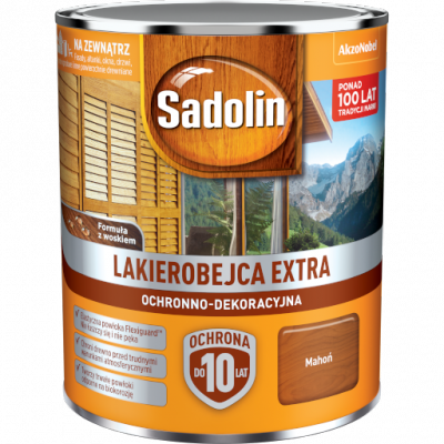 Sadolin Extra lakierobejca 0,75L MAHOŃ 7 PÓŁMAT do drewna fasad domków okien drzwi