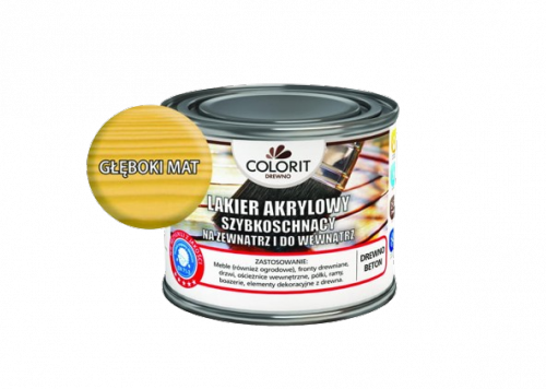 Colorit Lakier Akrylowy Drewna 375ml MAT wodny szybkoschnący bezzapachowy BEZBARWNY z filtrami UV do wewnątrz i na zewnątrz nieżółknący boazerii