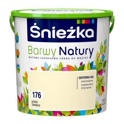 Śnieżka Barwy Natury 2,5L Jasne Żonkile 176 mat farba do wnętrz ścian sufitów emulsja