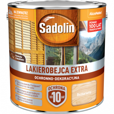 Sadolin Extra lakierobejca 2,5L BEZBARWNY 1 PÓŁMAT do drewna fasad domków okien drzwi