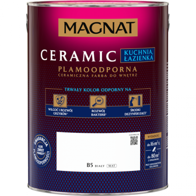 MAGNAT Ceramic 5L B5 Czysta Biel farba ceramiczna biała Kuchnia Łazienka Kitchen Bathroom