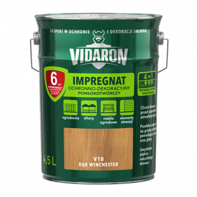 Vidaron Impregnat 4,5L V18 Dąb Winchester do drewna powłokotwórczy ochronny ogrodzeń altan elewacji ochronny