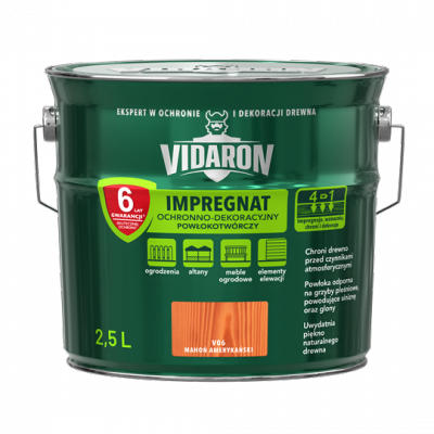Vidaron Impregnat 2,5L V06 Mahoń Amerykański do drewna powłokotwórczy ochronny ogrodzeń altan elewacji ochronny