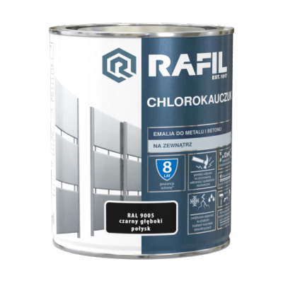 Rafil Chlorokauczuk 0,75L Czarny Głęboki RAL9005 czarna farba metalu betonu emalia chlorokauczukowa