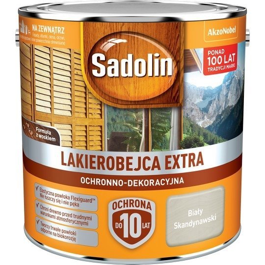 Sadolin Extra lakierobejca 2,5L BIAŁY SKANDYNAWSKI drewna